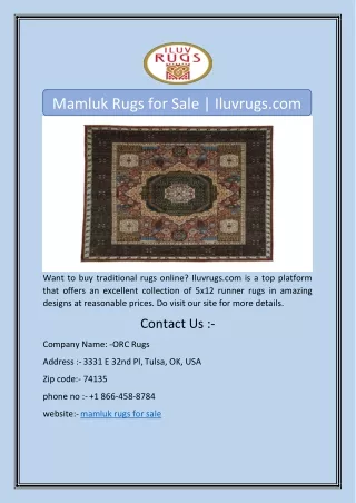 Mamluk Rugs for Sale | Iluvrugs.com