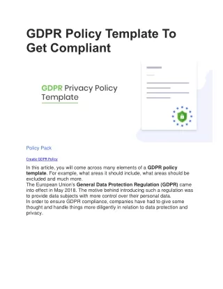 (12) GDPR Policy Template To Get Compliant