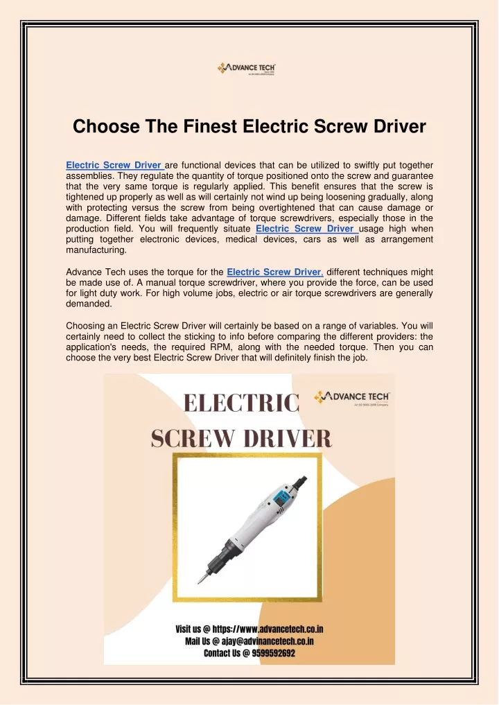 choose the finest electric screw driver electric