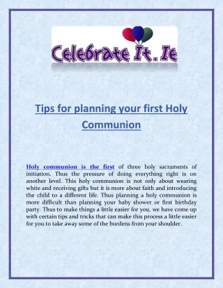 Tips for planning your first Holy Communion