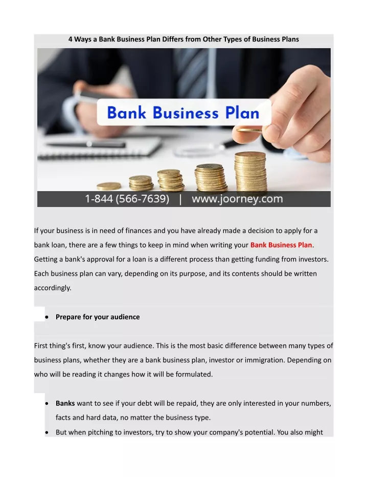 4 ways a bank business plan differs from other