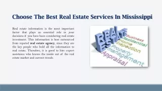 Choose The Best Real Estate Services In Mississippi