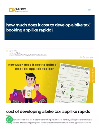 how much does it cost to develop a bike taxi booking app like rapido?