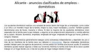 Alicante - anuncios clasificados de empleos - domésticos