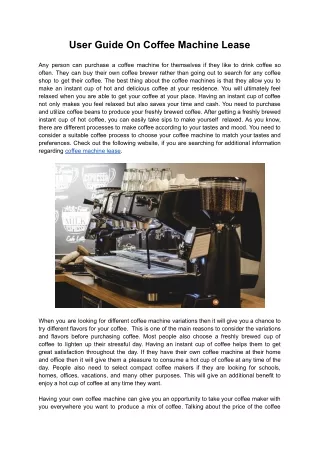 user guide on coffee machine lease