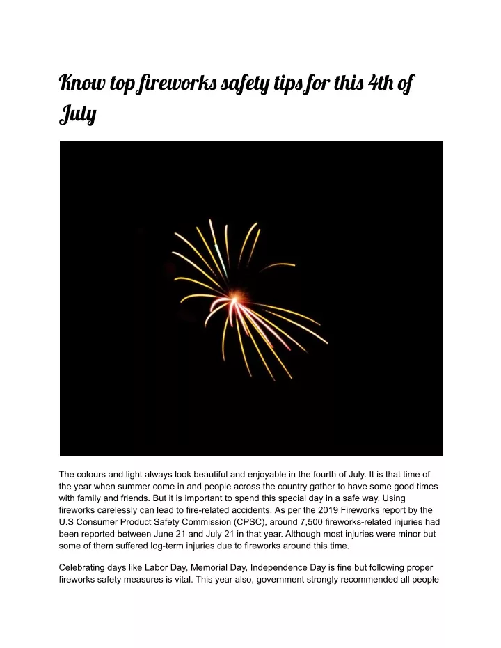 know top firework safet tip for thi 4t of jul