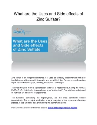 what are the uses and side effects of zinc sulfate