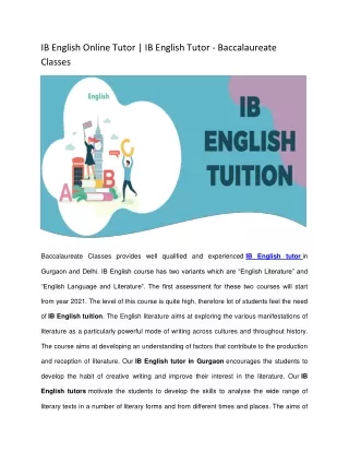 IB English Online Tutor