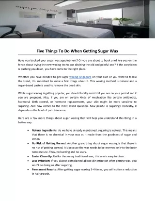 Five Things To Do When Getting Sugar Wax