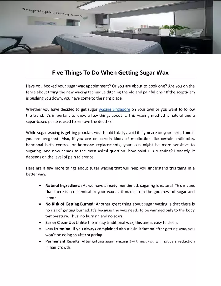 five things to do when getting sugar wax