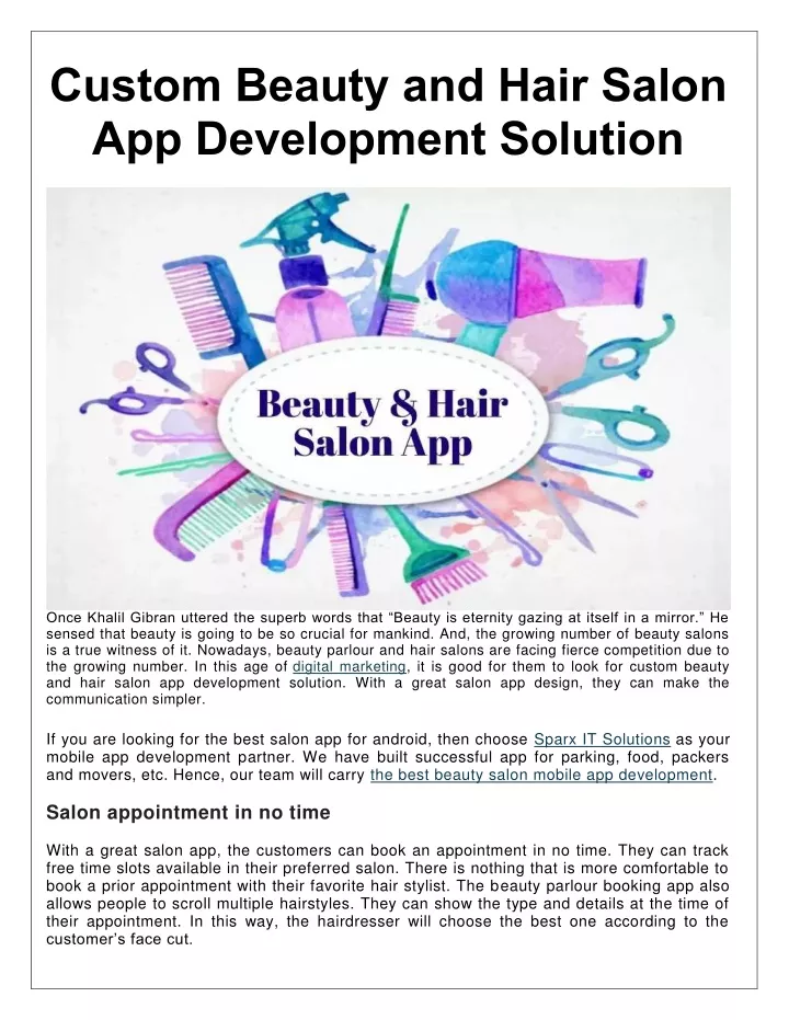 custom beauty and hair salon app development