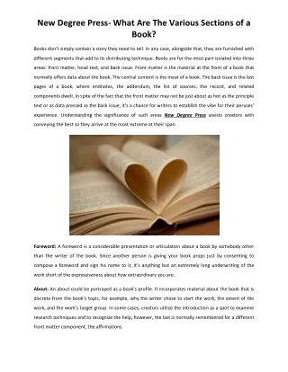 new degree press what are the various sections