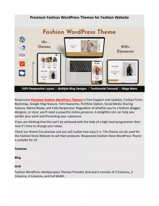 Premium Fashion WordPress Themes for Fashion Website