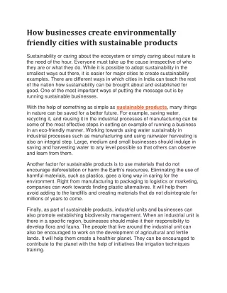 How businesses create environmentally friendly cities with sustainable products