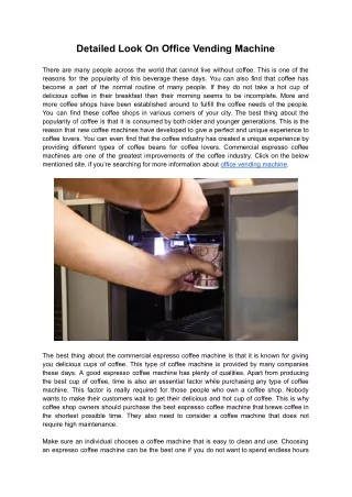 Detailed Look On Office Vending Machine
