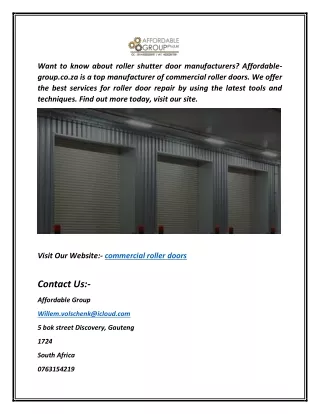 Commercial Roller Doors | Affordable-group.co.za