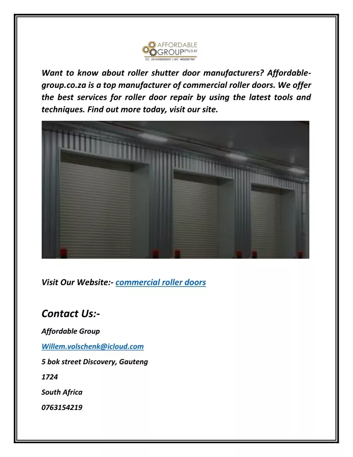 want to know about roller shutter door