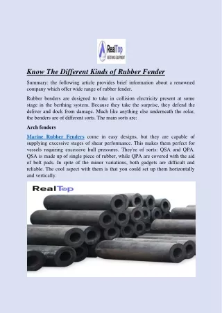 Arch Rubber FenderMarine Rubber Fendersrealtoprubberfender.com