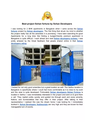 best project sohan fortune by sohan developers
