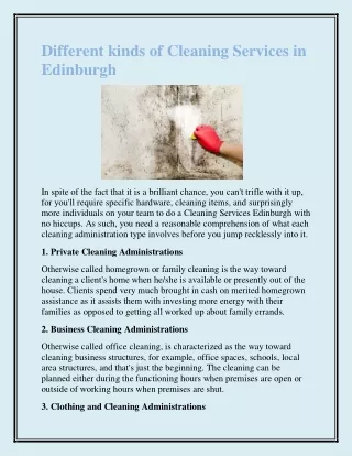 different kinds of cleaning services in edinburgh