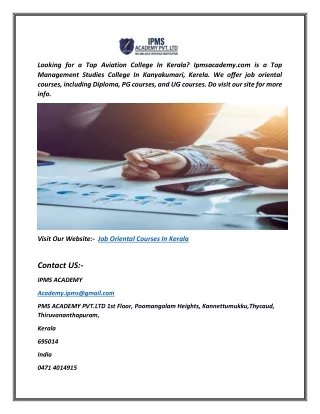 Job Oriental Courses in Kerala | Ipmsacademy.com