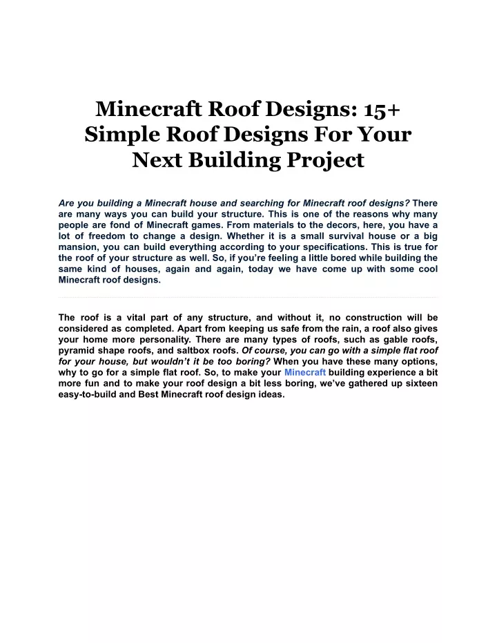 minecraft roof designs 15 simple roof designs