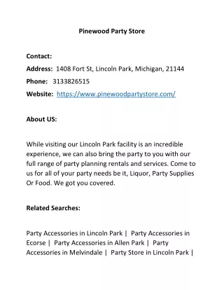 pinewood party store