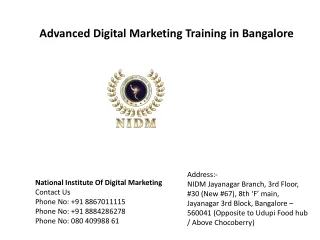 Advanced Digital Marketing Training in Bangalore