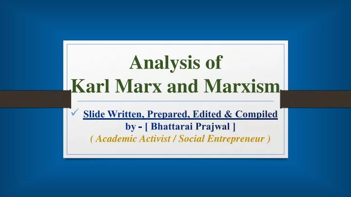 analysis of karl marx and marxism