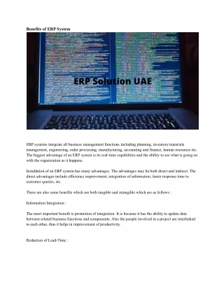 benefits of erp system