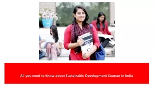 All you need to Know about Sustainable Development Courses in India