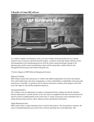 5 benefits of using erp software