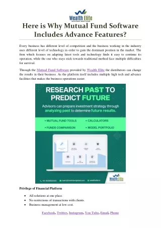here is why mutual fund software includes advance