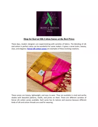 Shop for Korvai Silk Cotton Sarees at the Best Prices