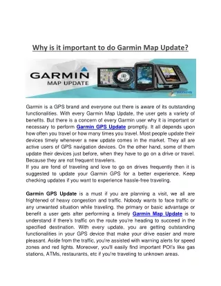 Why is it important to do Garmin Map Update