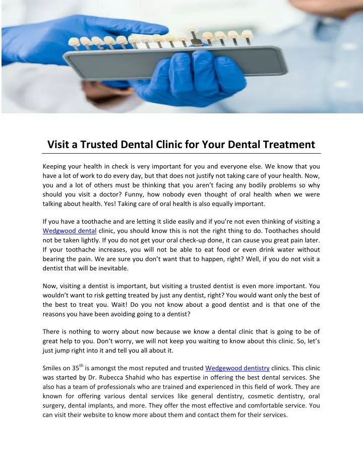 visit a trusted dental clinic for your dental