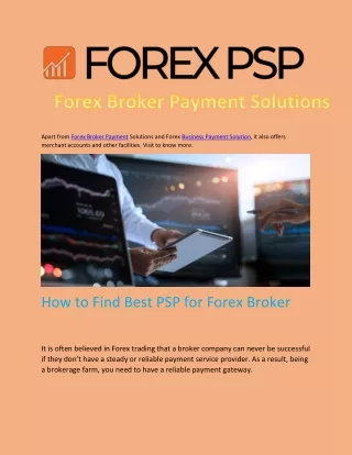 apart from forex broker payment solutions
