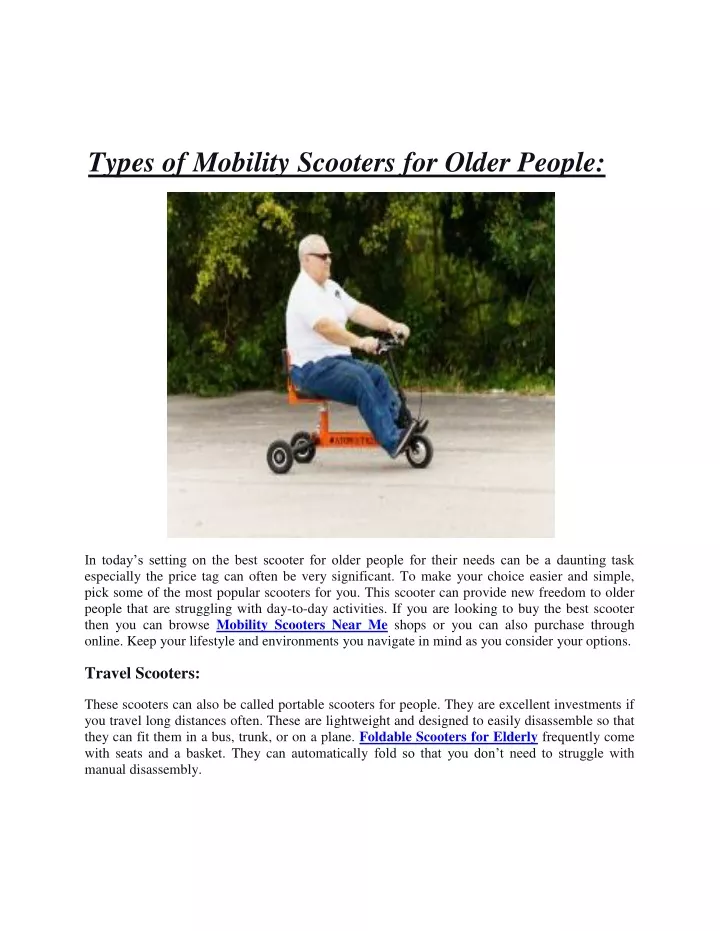 types of mobility scooters for older people