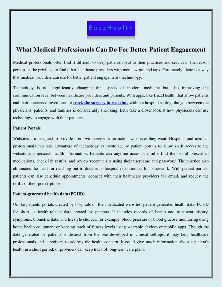 what medical professionals can do for better