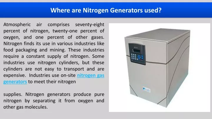 where are nitrogen generators used
