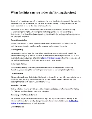 what facilities can you order via writing services