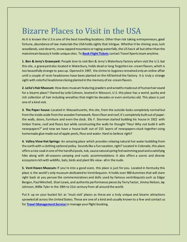 bizarre places to visit in the usa