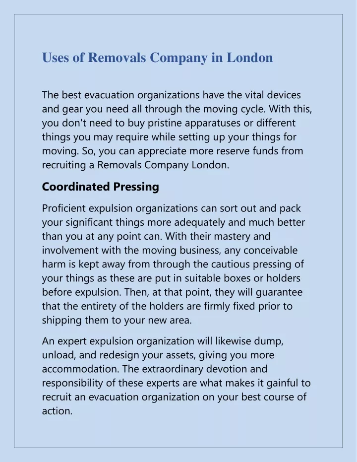 uses of removals company in london