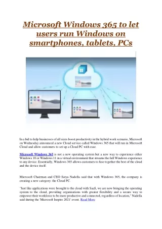 microsoft windows 365 to let users run windows