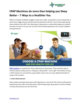 CPAP Machines do more than Helping you Sleep Better – 7 Ways to a Healthier You