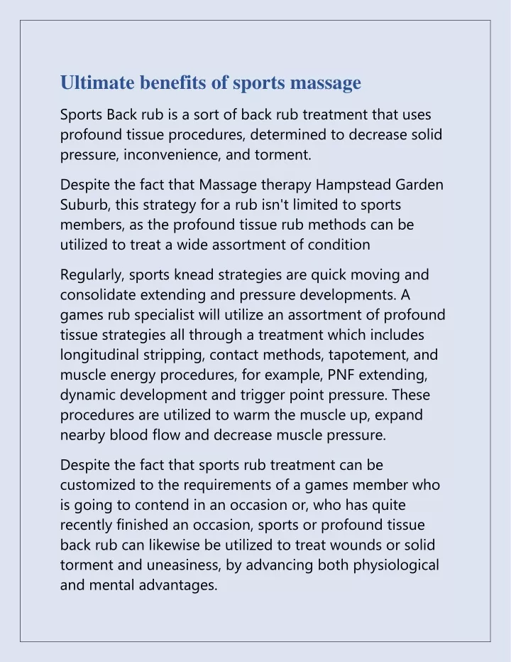 ultimate benefits of sports massage