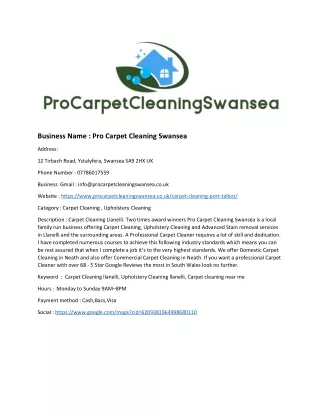 business name pro carpet cleaning swansea
