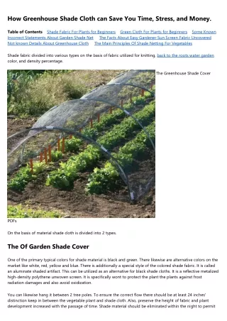 The Best Strategy To Use For Garden Shade Cloth