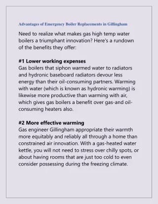advantages of emergency boiler replacements