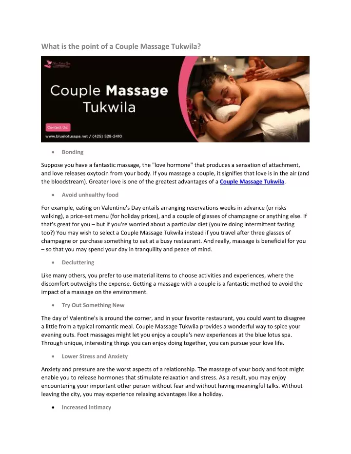 what is the point of a couple massage tukwila